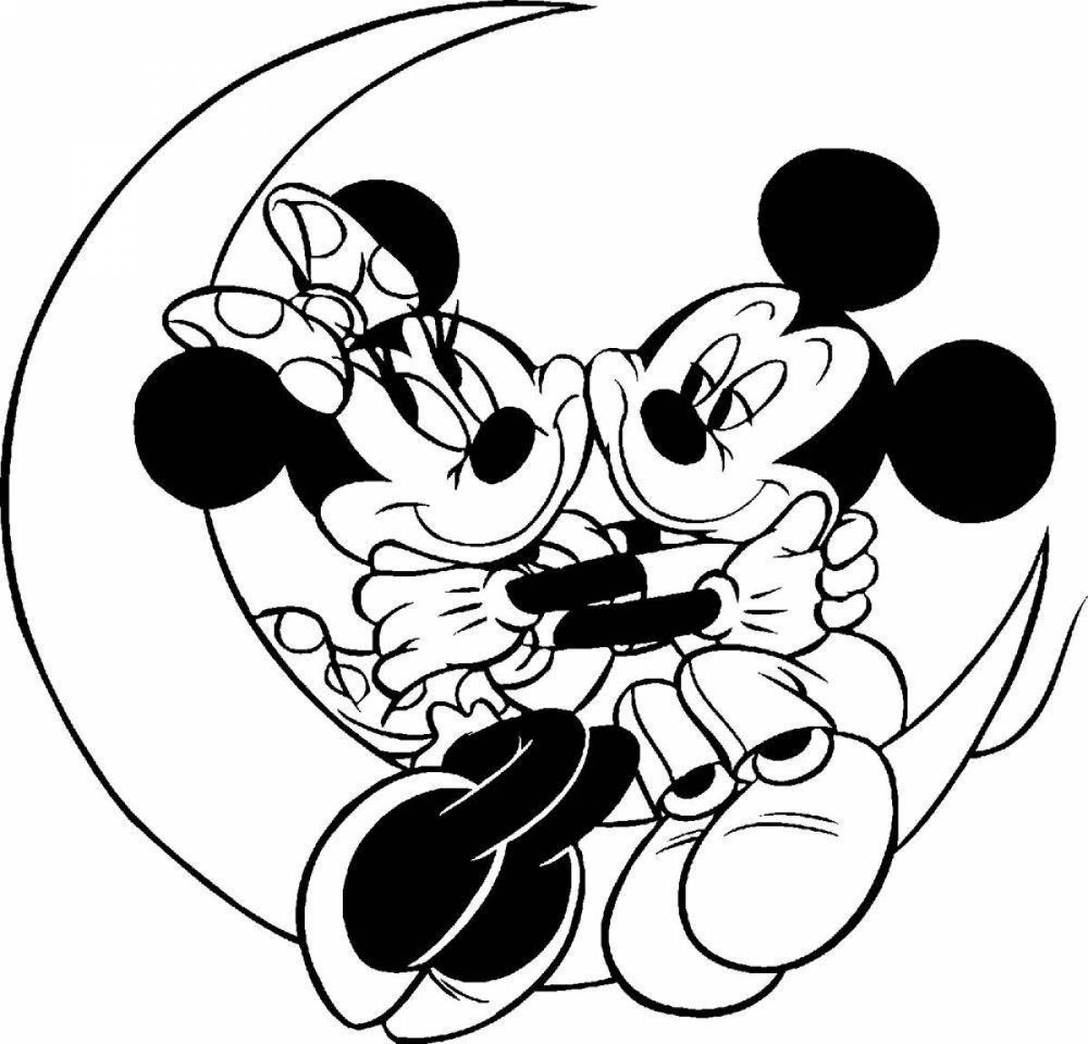 Colorful minnie mouse coloring page