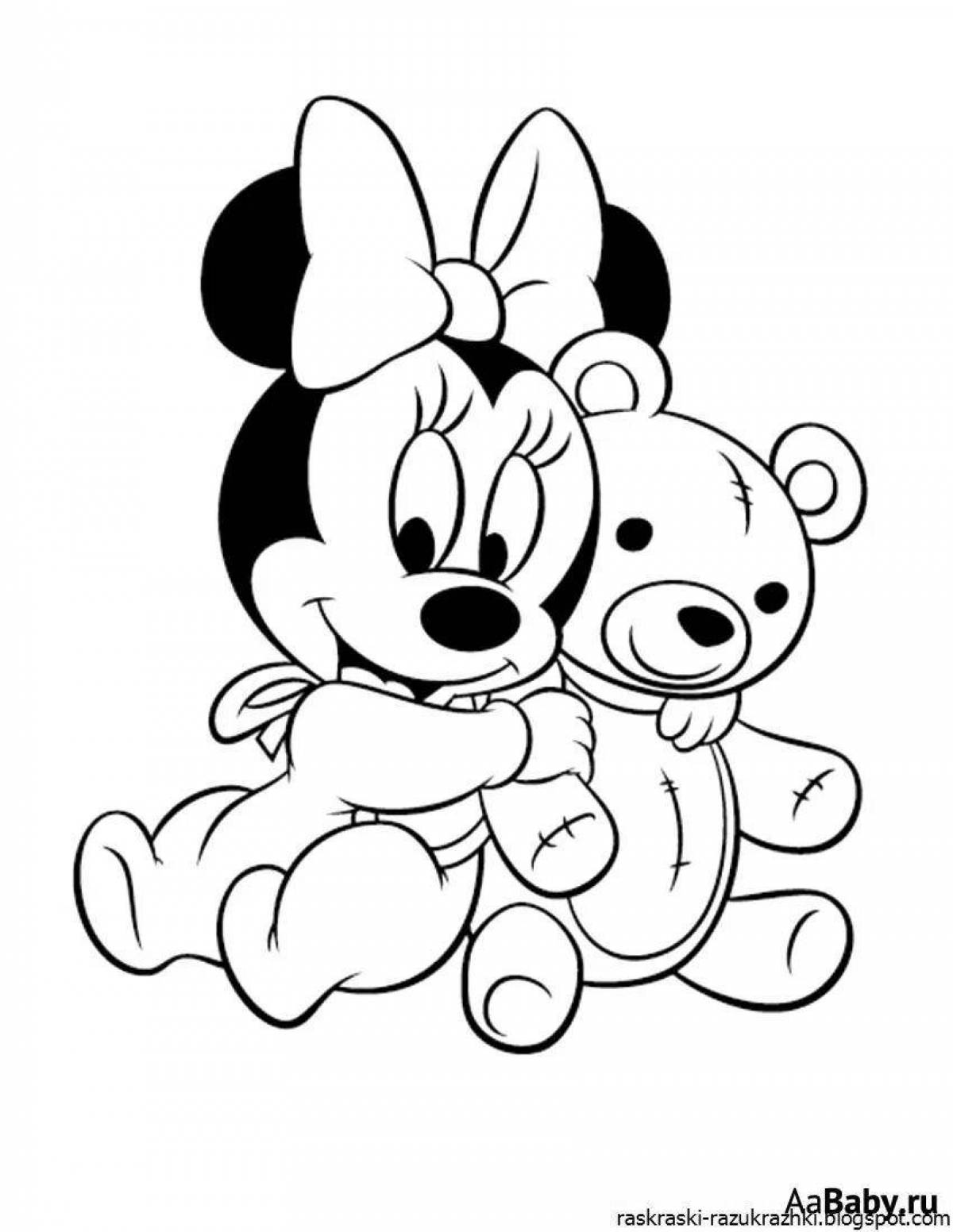 Minnie mouse coloring while playing