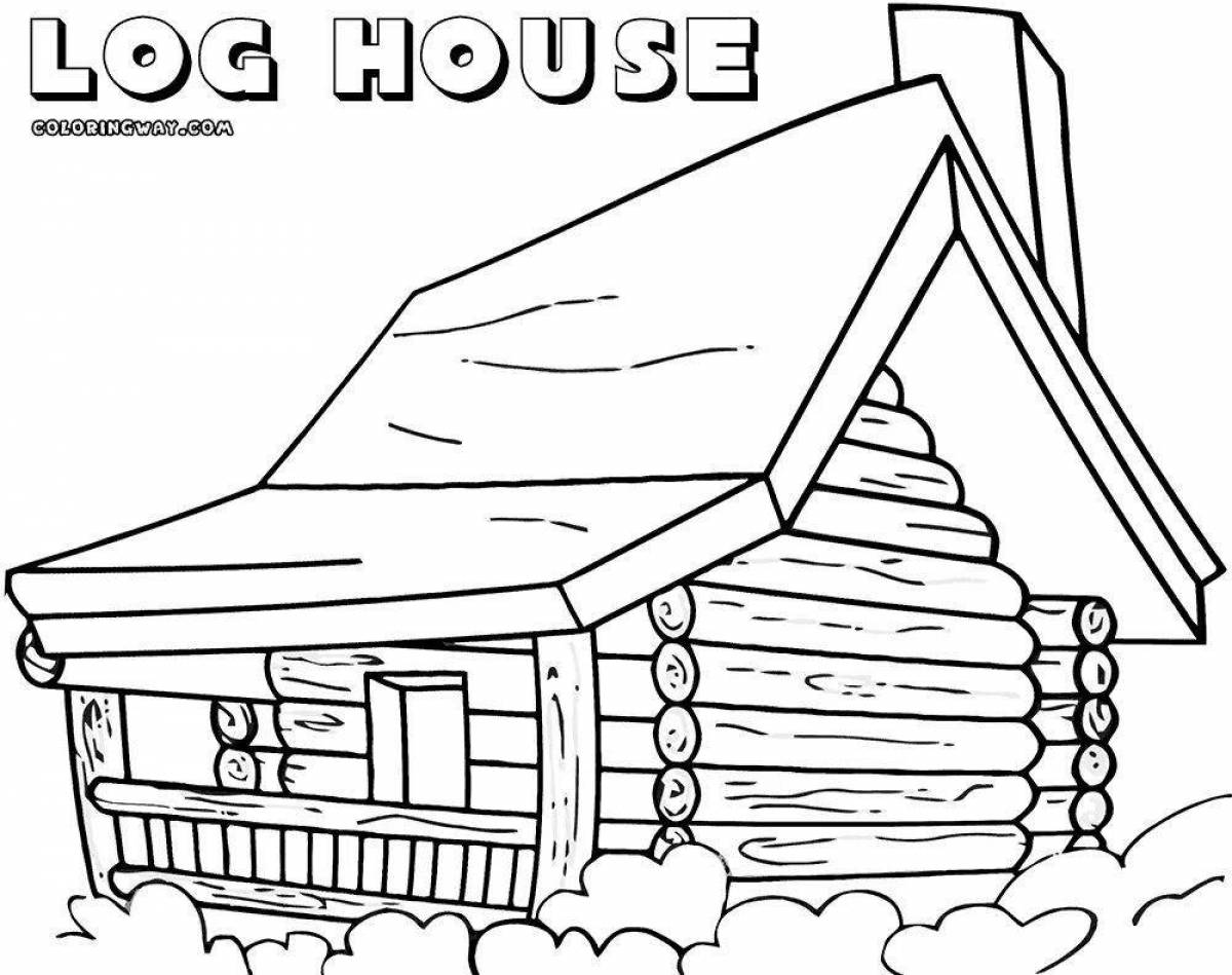 Coloring page charming Russian hut