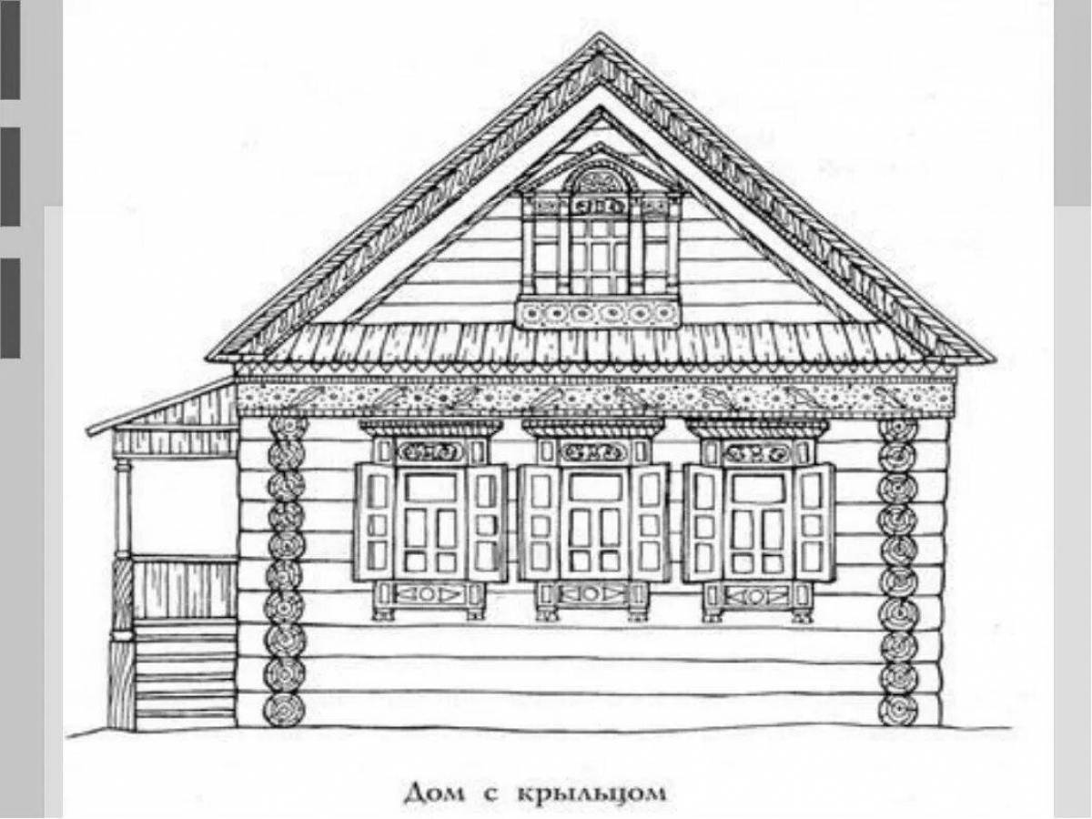 Coloring page magical Russian hut