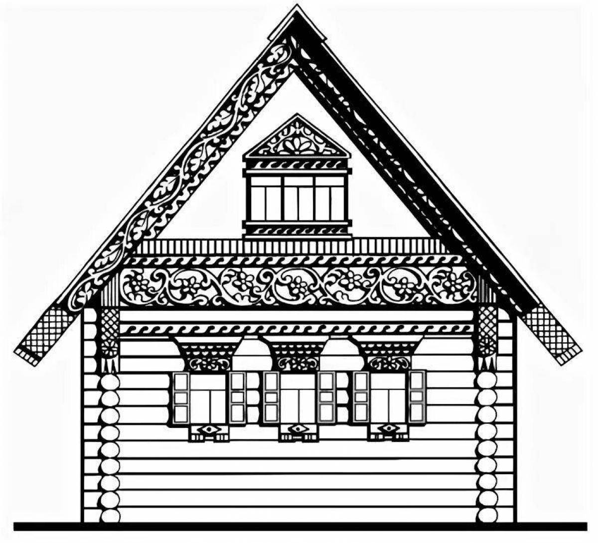 Coloring page cute russian hut