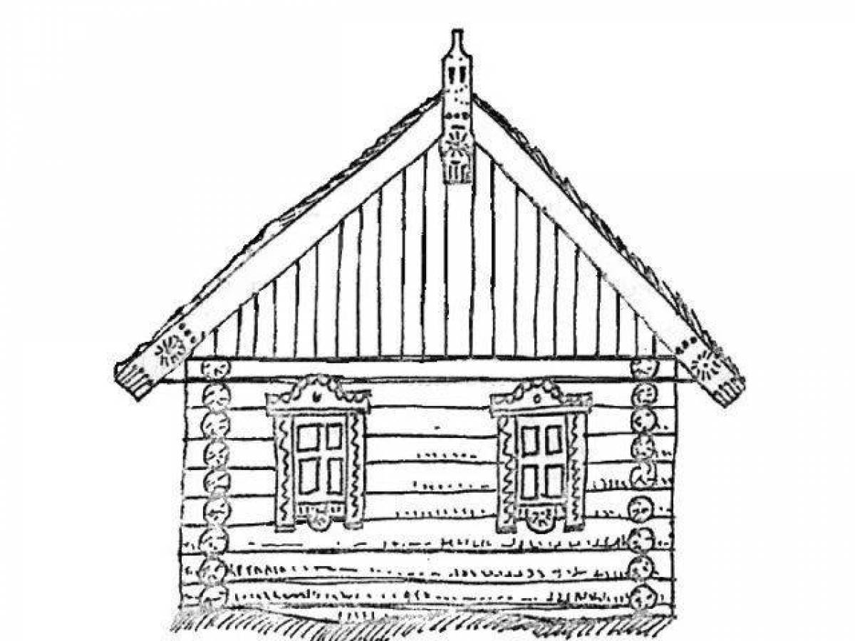 Coloring page glorious Russian hut