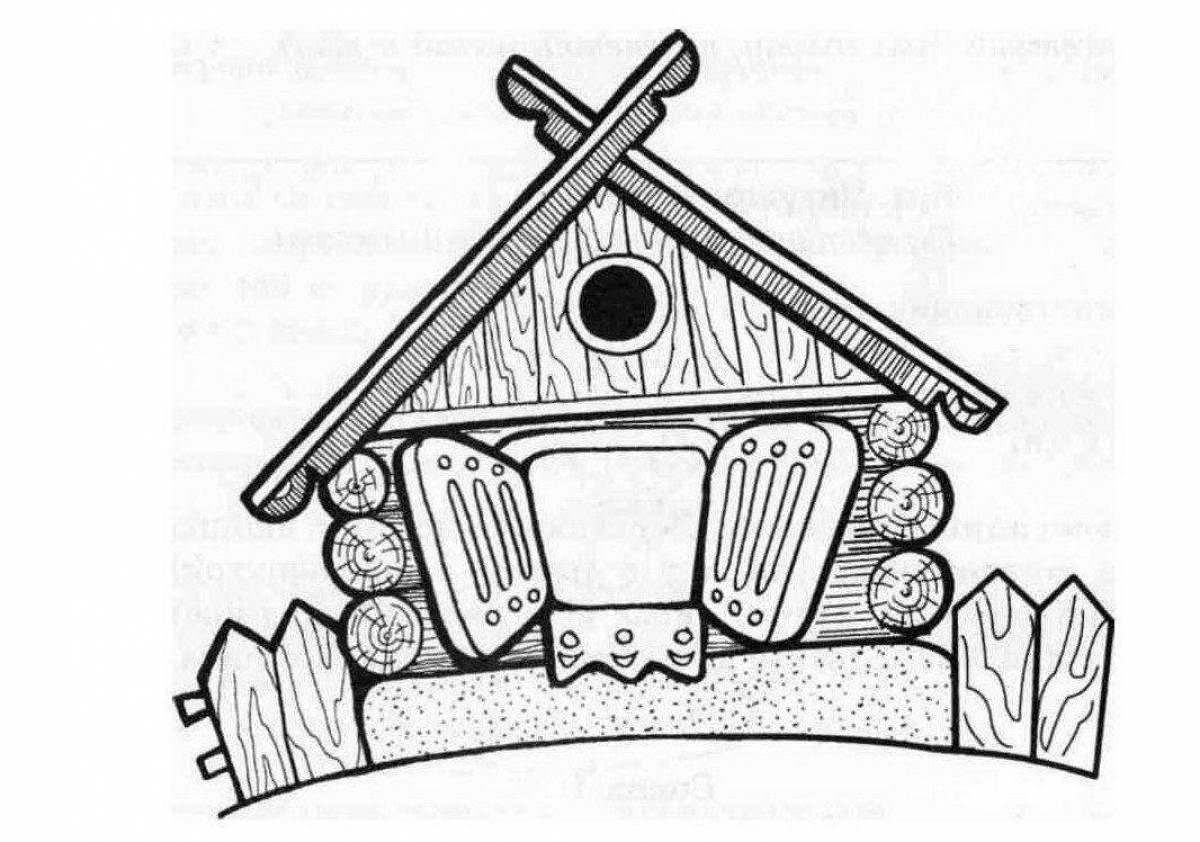 Coloring page elegant Russian hut