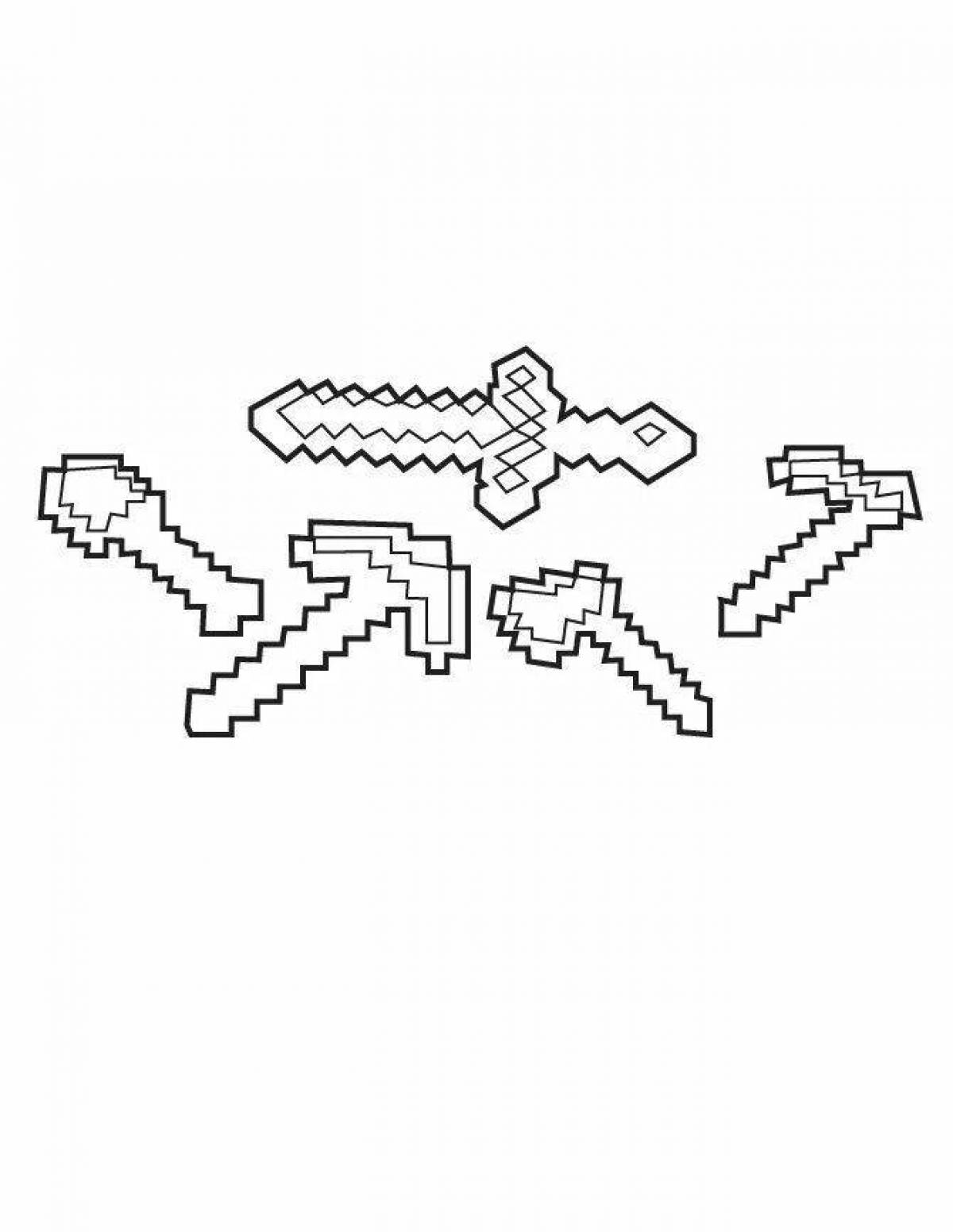 Color-magnificent minecraft tools coloring page