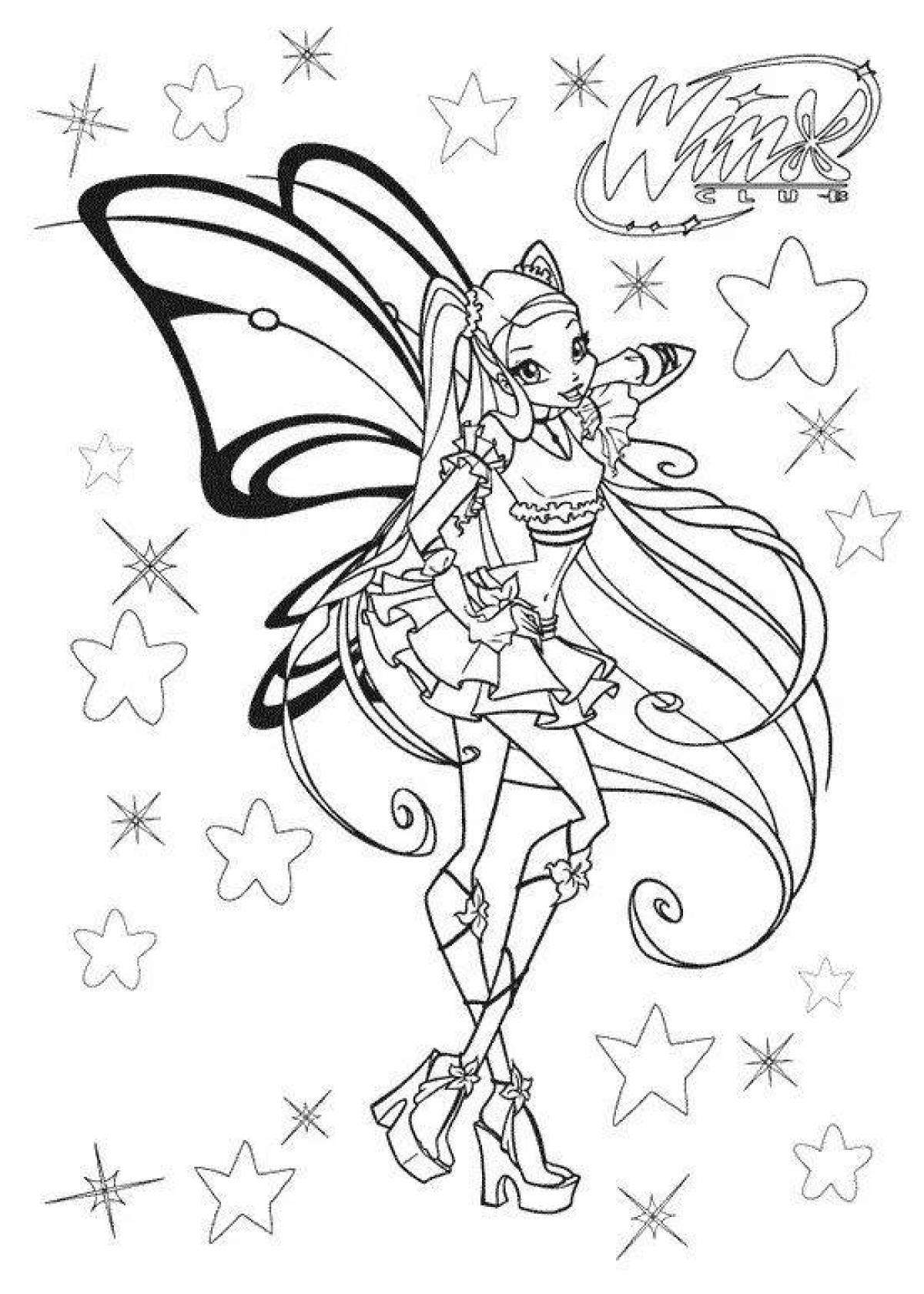 Animated stella winx coloring page
