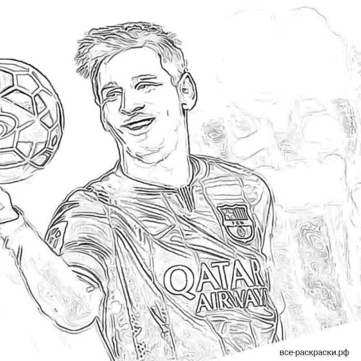 Colorful coloring football player messi