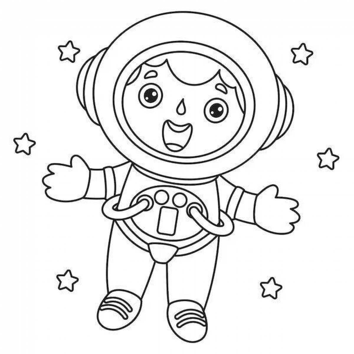 Веселая раскраска космонавта для детей