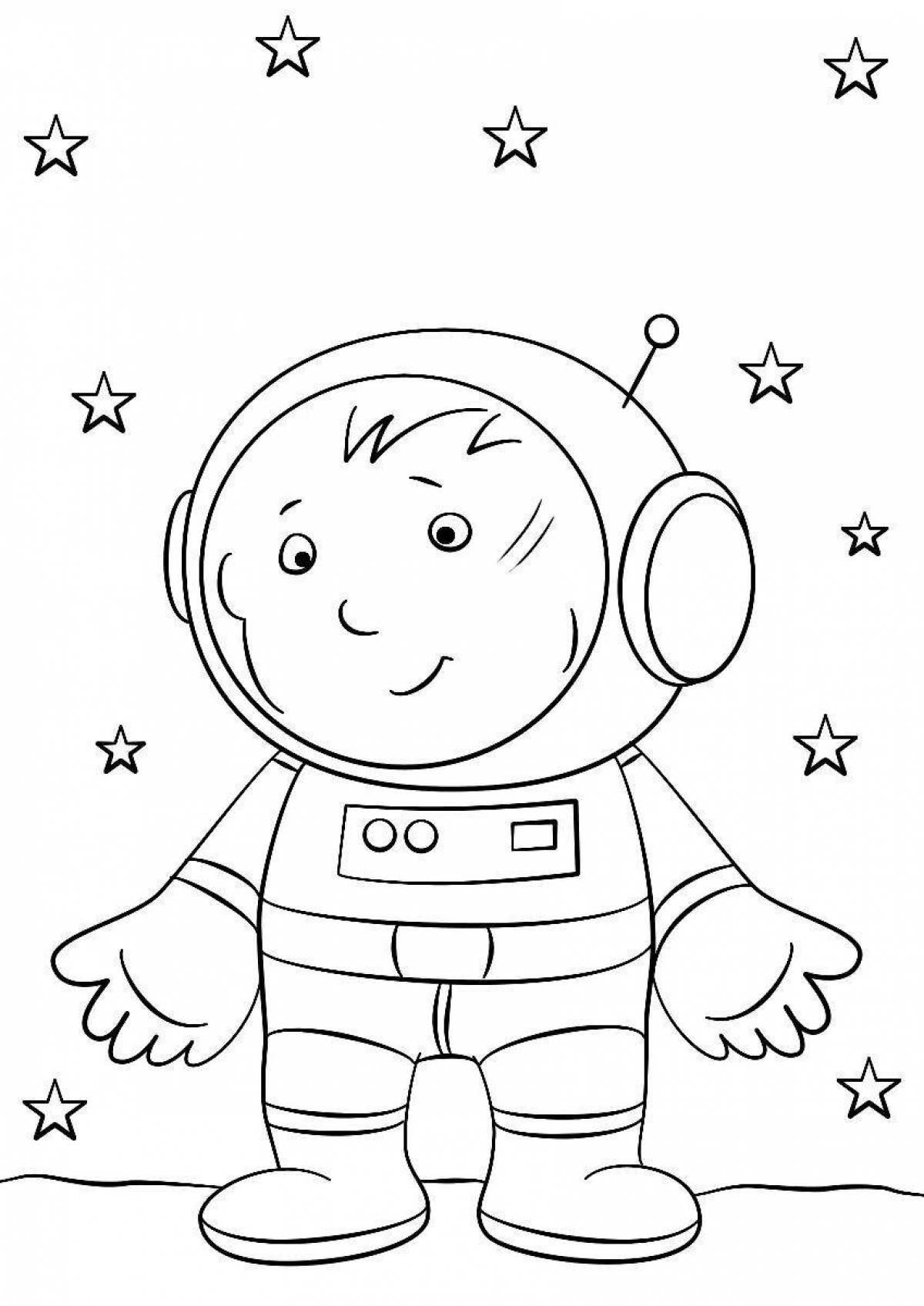 Яркая раскраска космонавта для детей