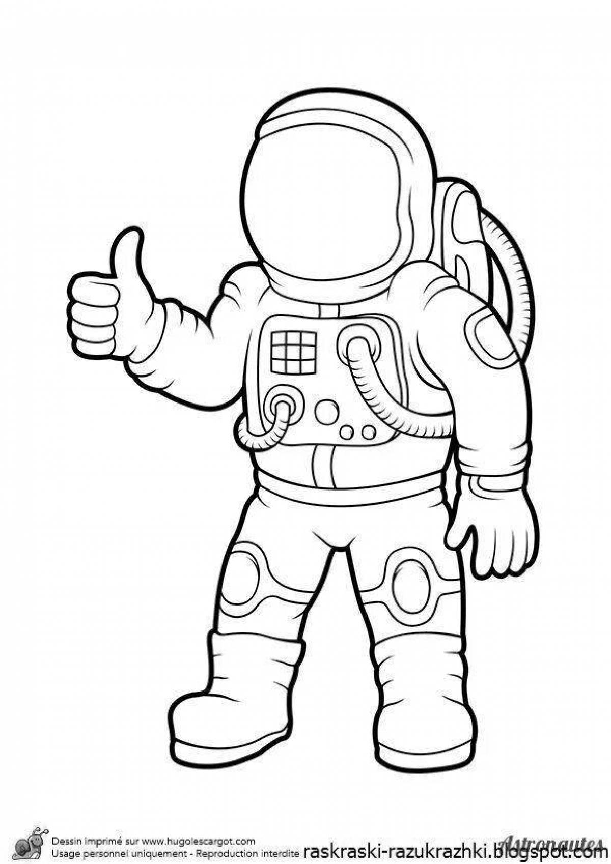 Fancy astronaut coloring for kids