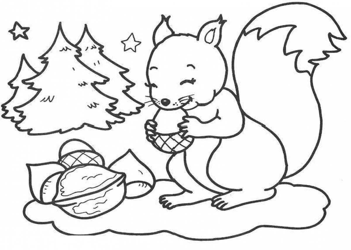 Coloring page energetic arctic hare