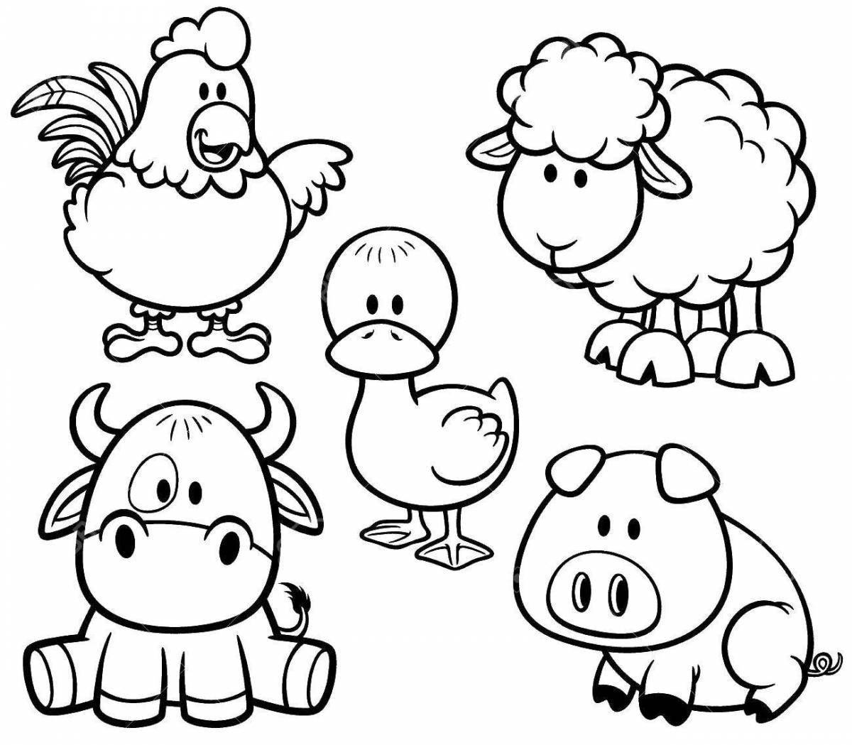 Playable coloring book for kids with animals