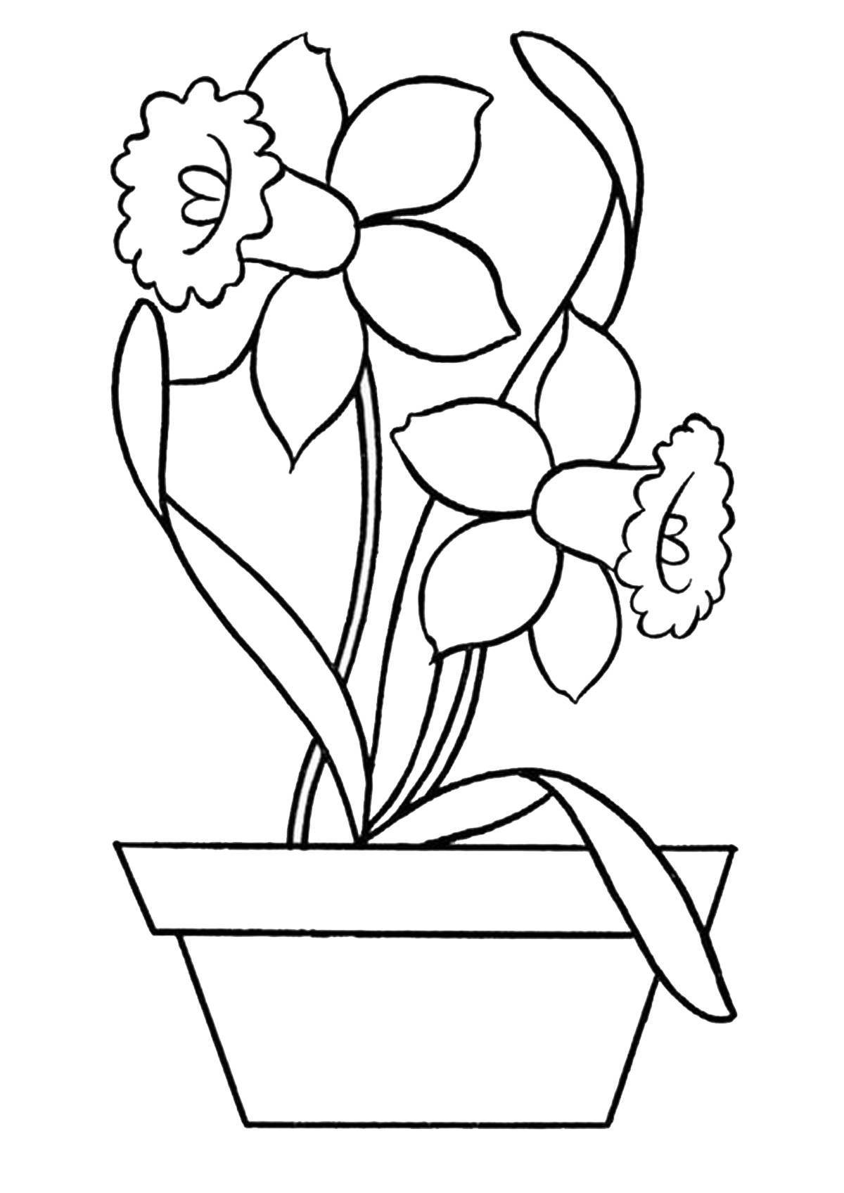 Fun coloring flower in a pot