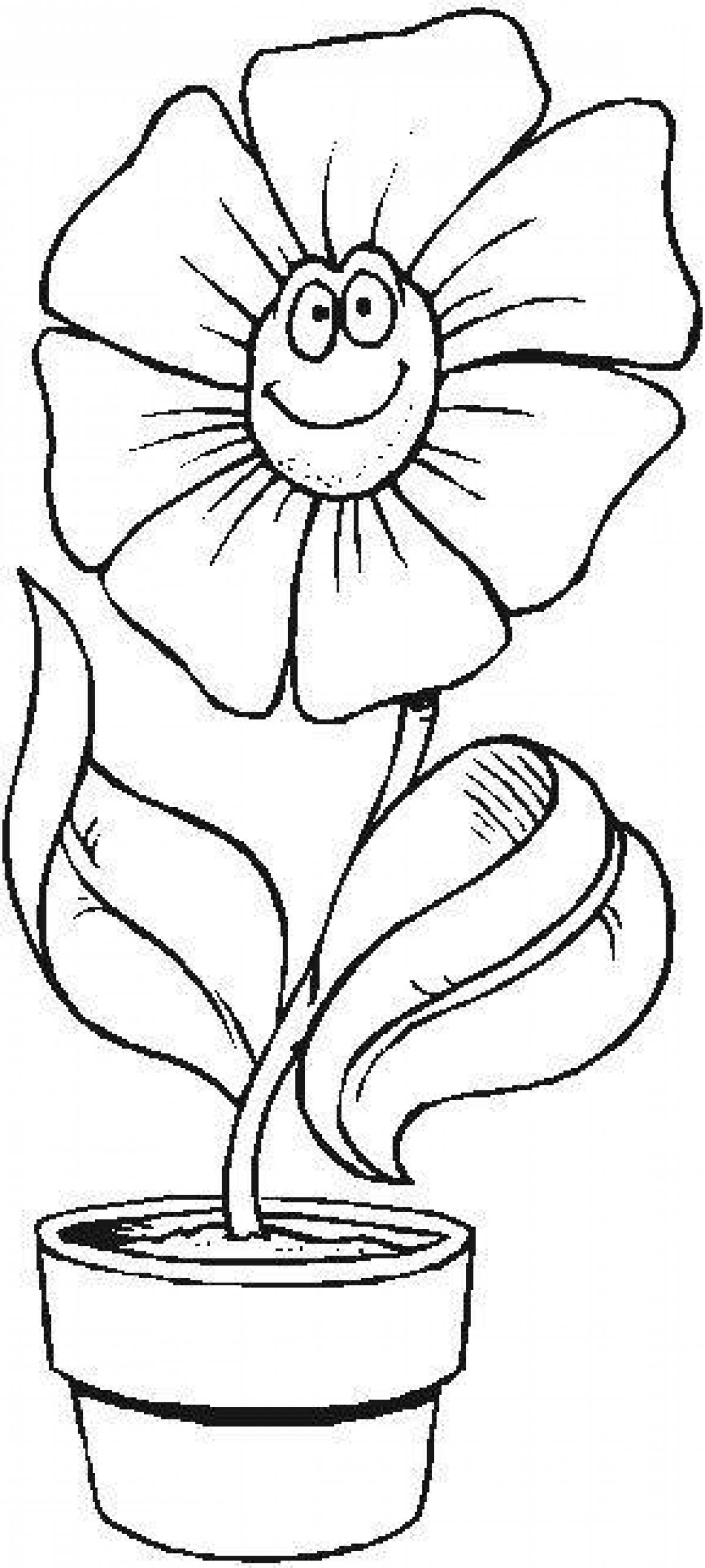 Coloring page majestic flower in a pot