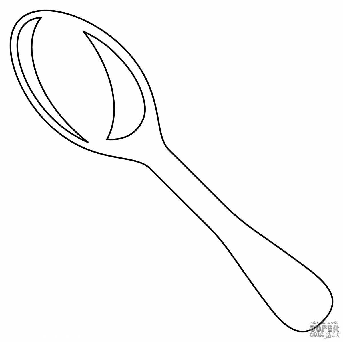 Colorful spoon coloring page for kids
