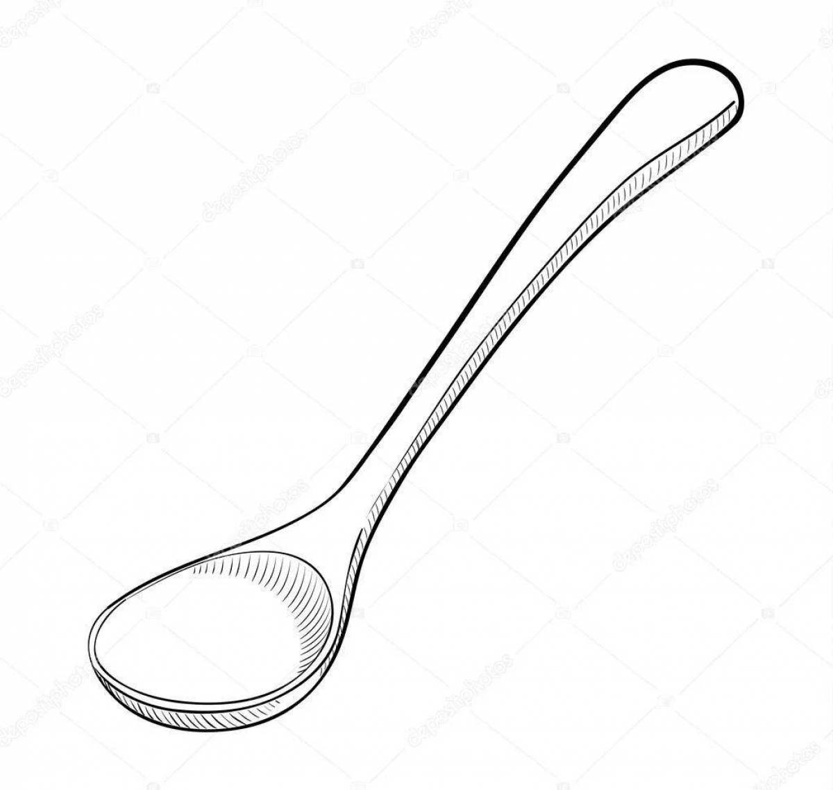 Sparkly Spoon Coloring Page for Toddlers