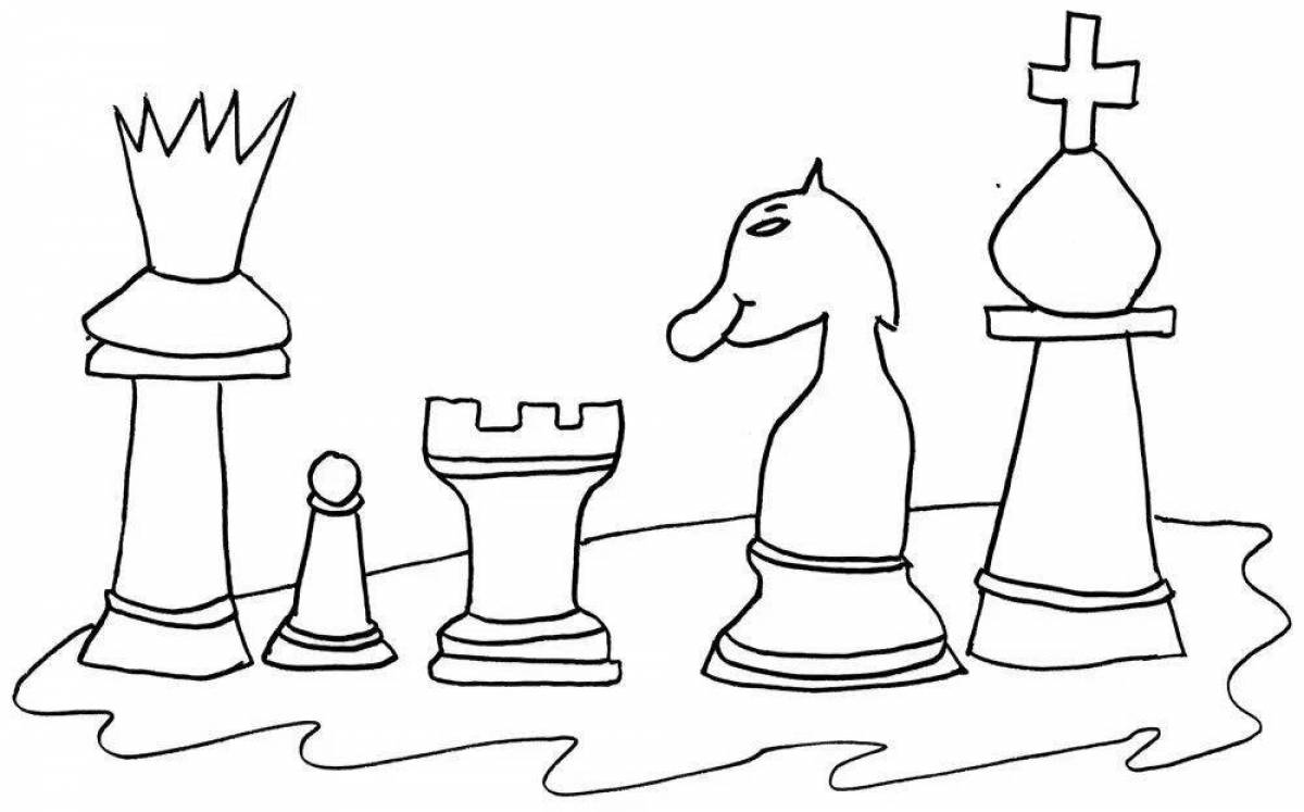 Colorful chess coloring for kids