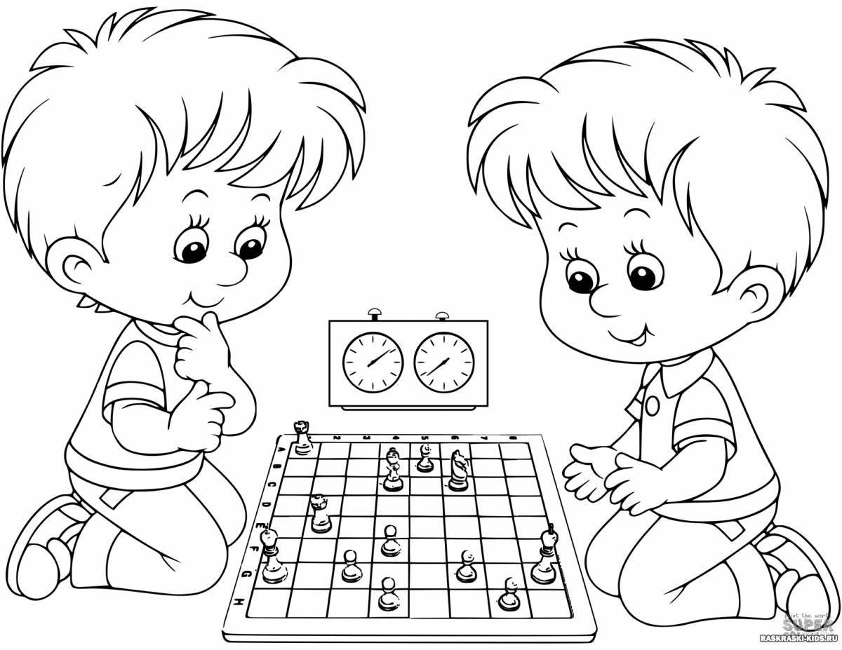 Colorful chess coloring for juniors