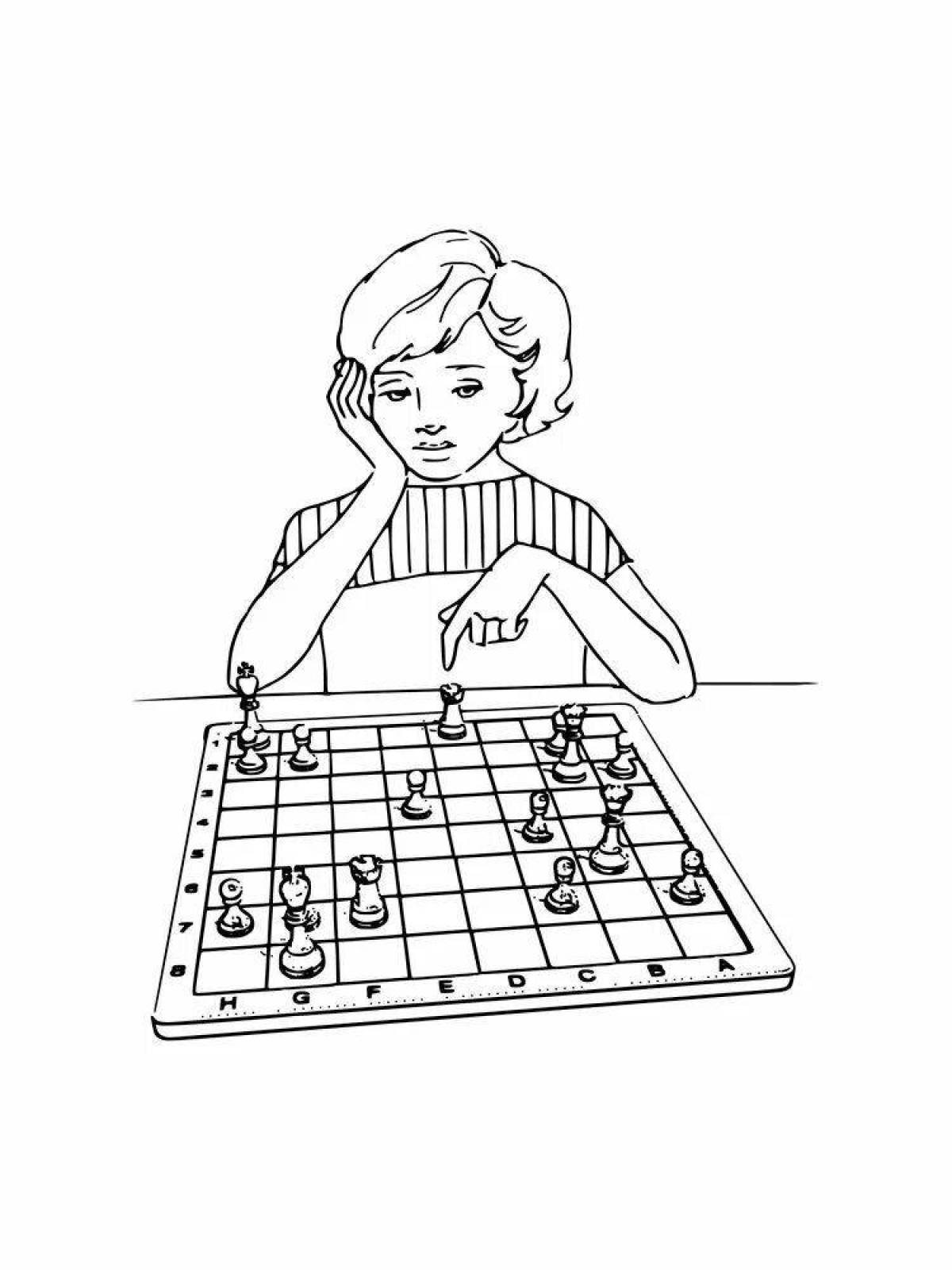 Colorful chess coloring pages for kids to learn
