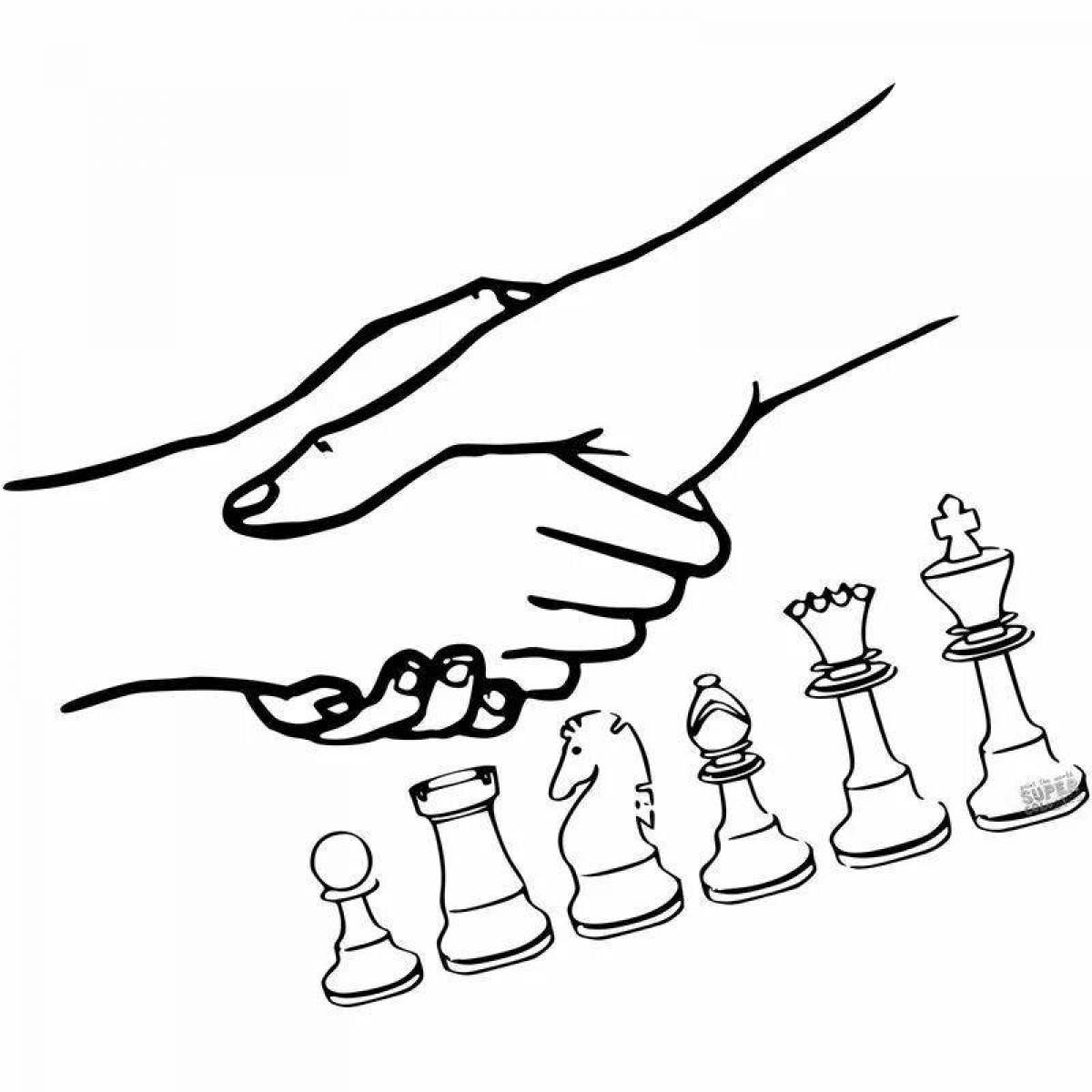 Красочные шахматы раскраски для детей, чтобы освоить