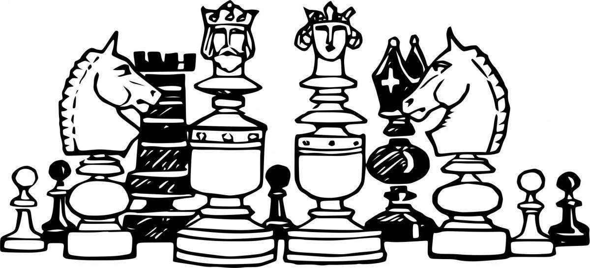 Colorful chess coloring book for kids to develop skills