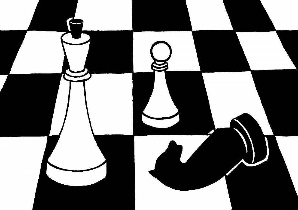 Colorful chess coloring book for kids to improve