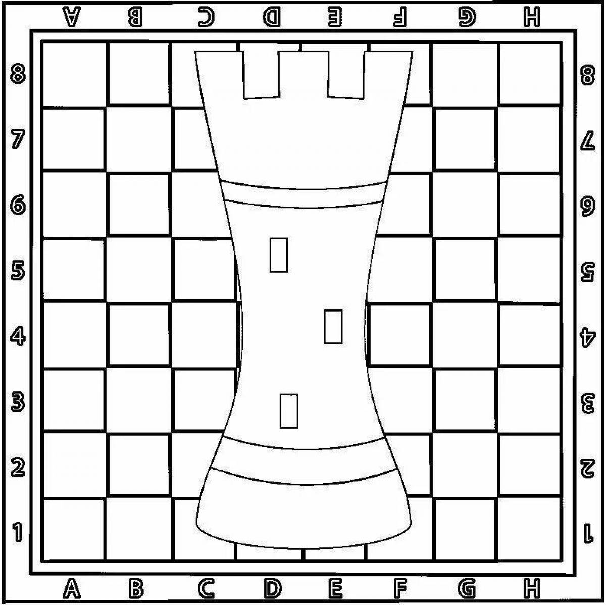 Colorful chess coloring book for kids to learn strategy