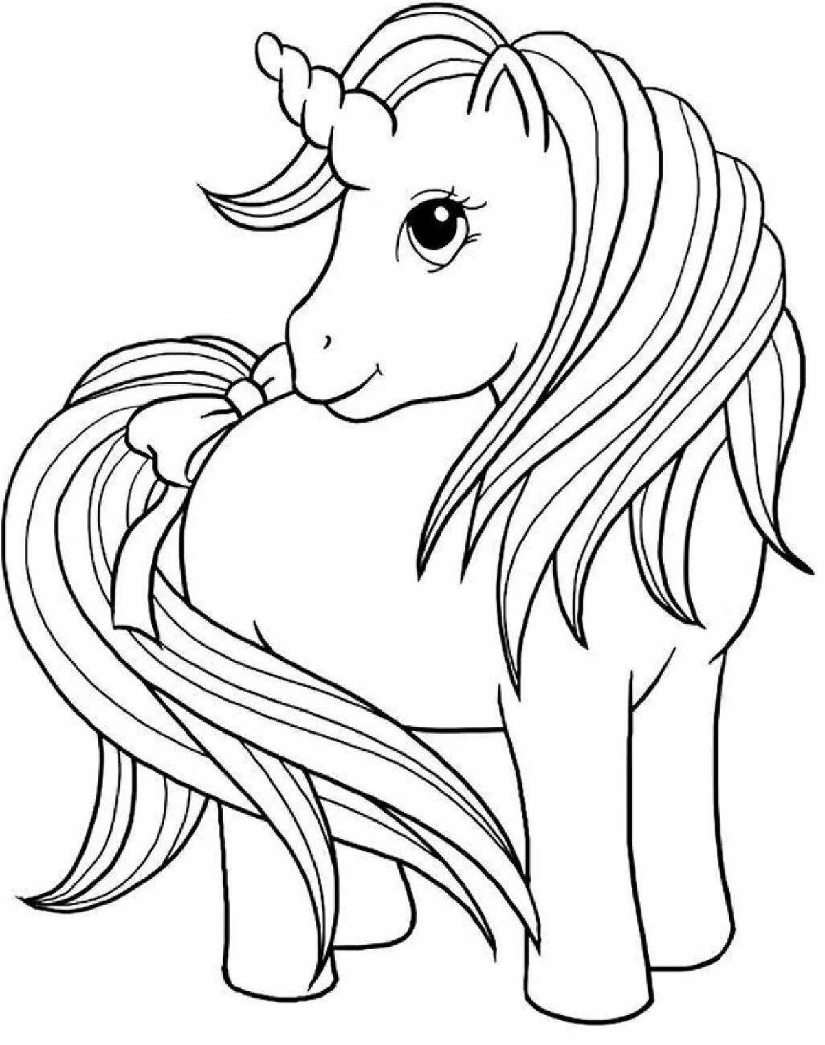 Glowing unicorn coloring page