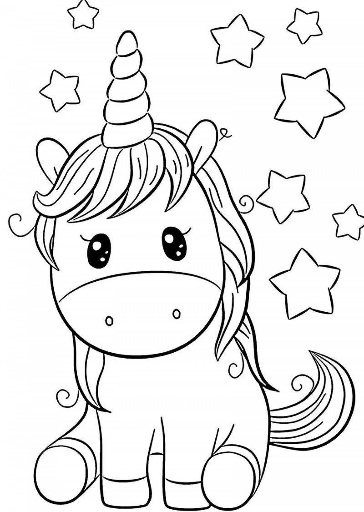 Glitter unicorn coloring page