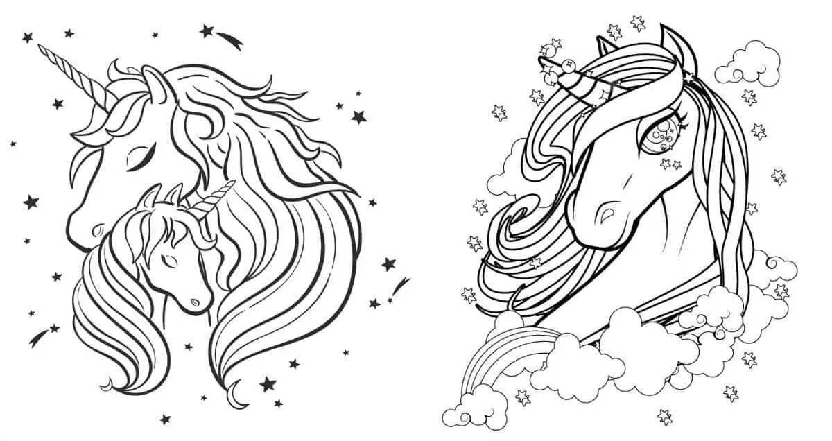 Coloring page twinkling unicorn