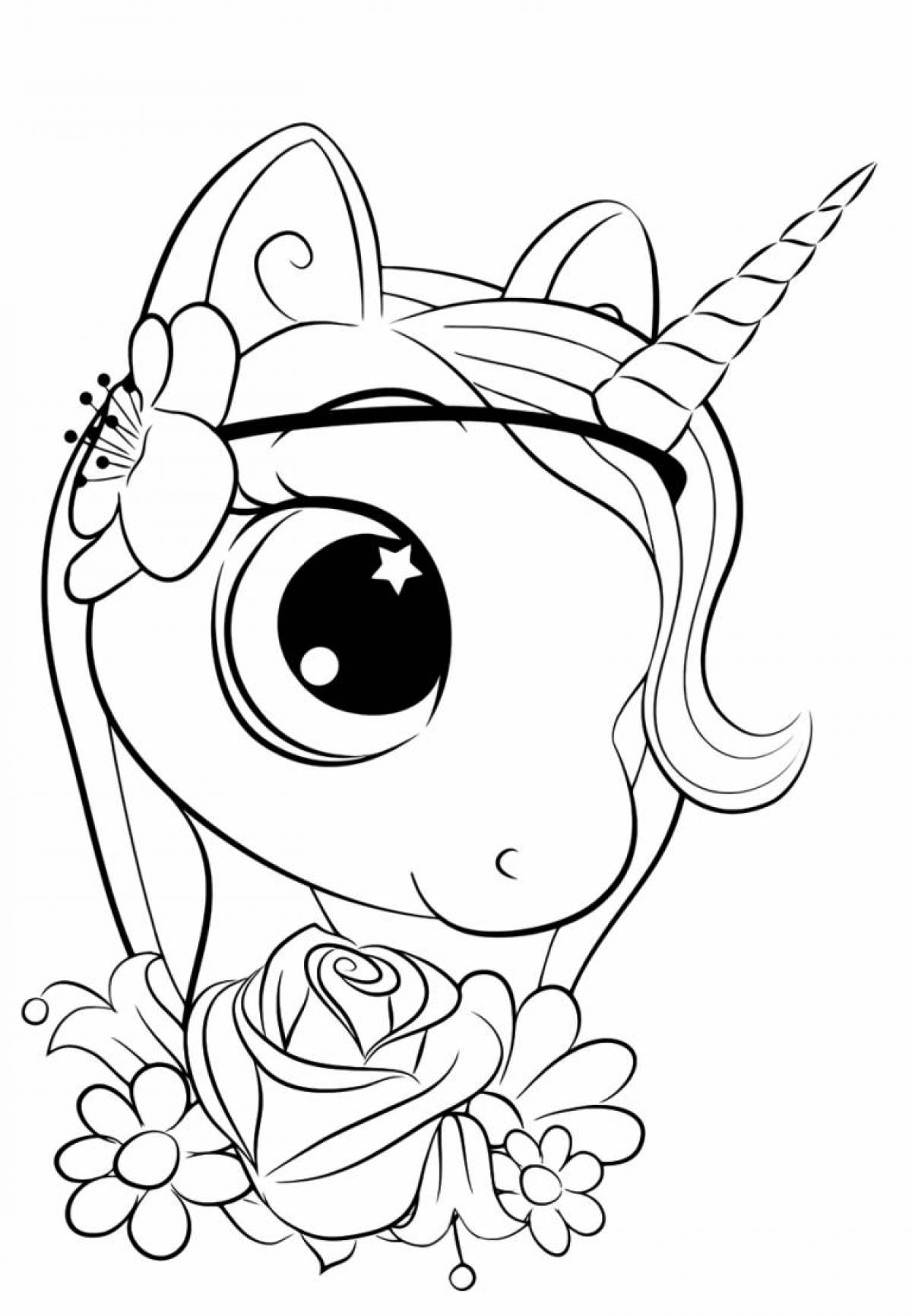 Coloring page dazzling unicorn