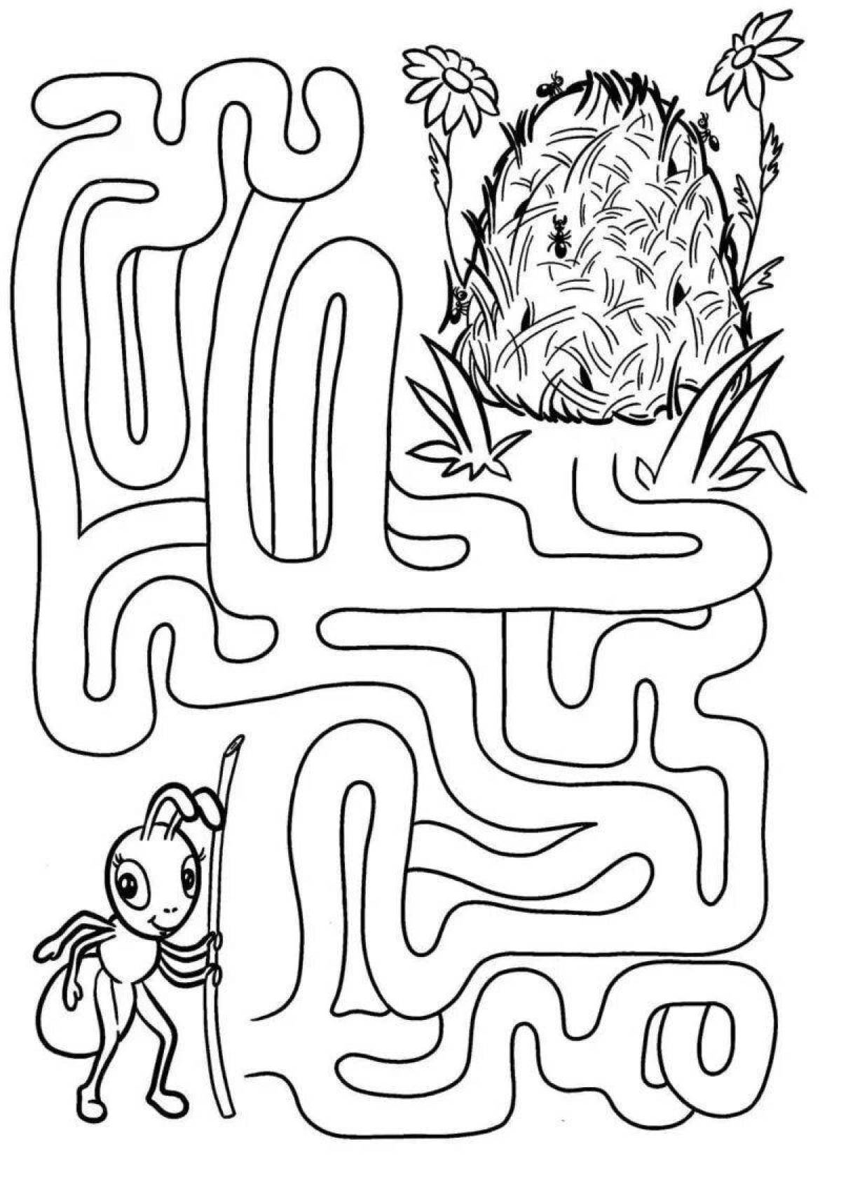 Adorable maze coloring book for children 5-6 years old