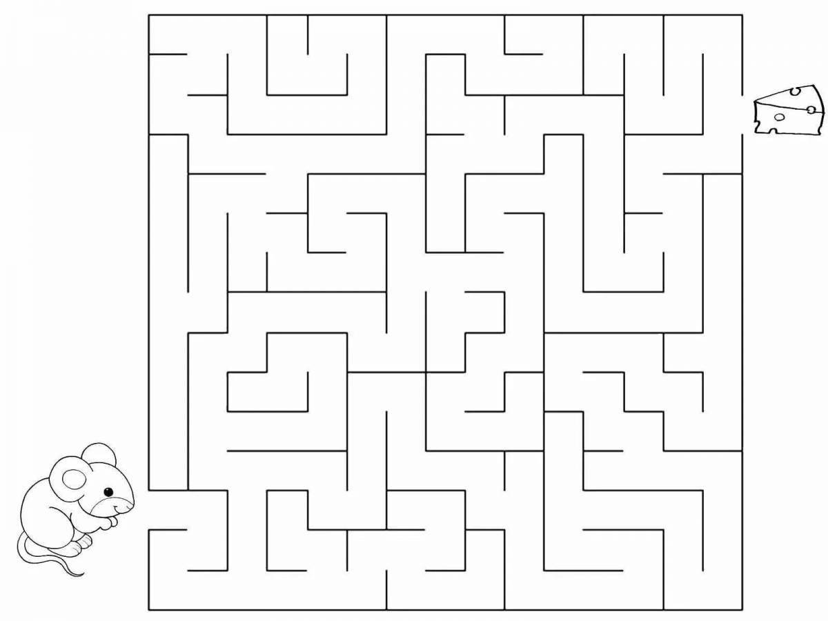 An interesting coloring maze for children 5-6 years old