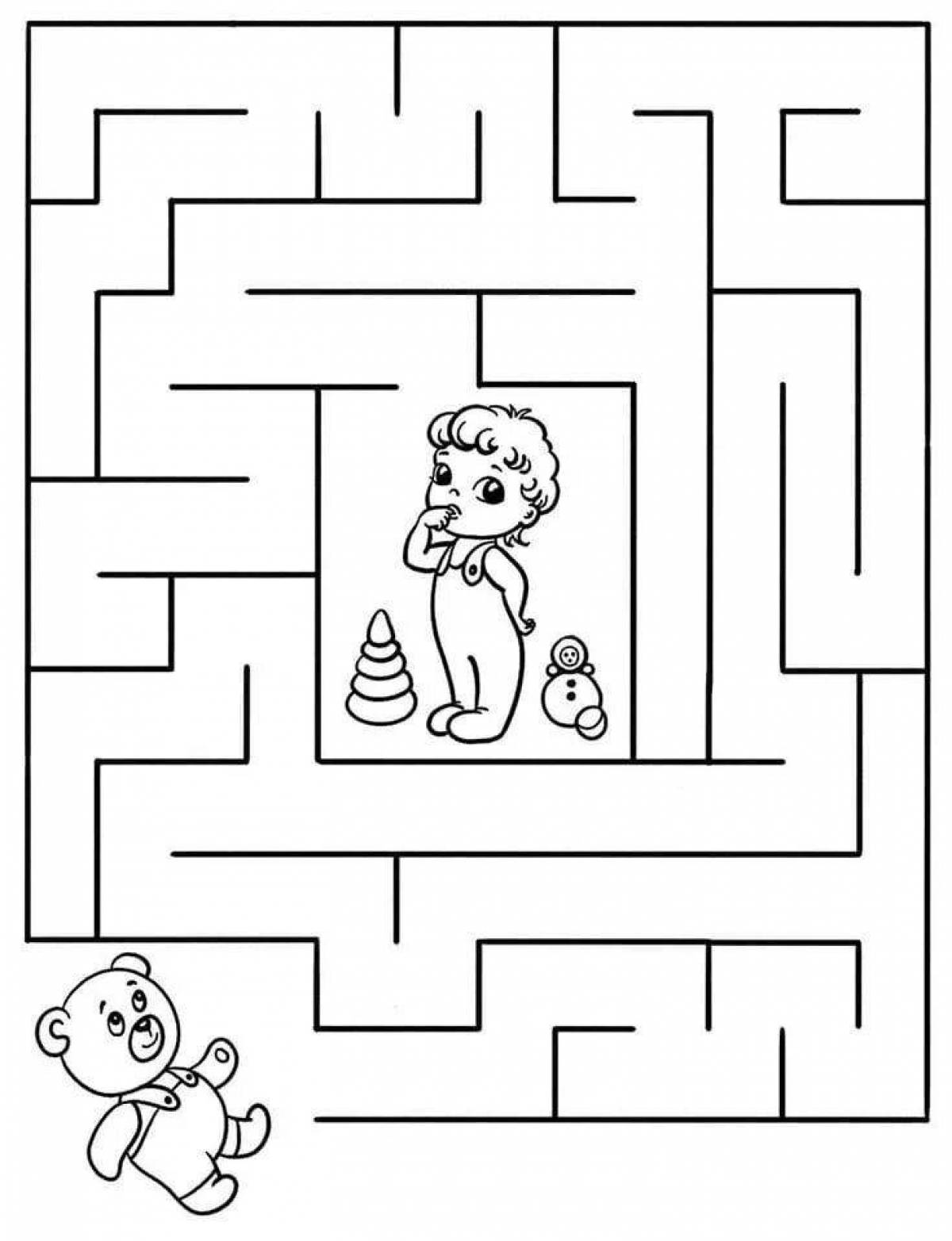 Exciting maze coloring book for kids 5-6 years old