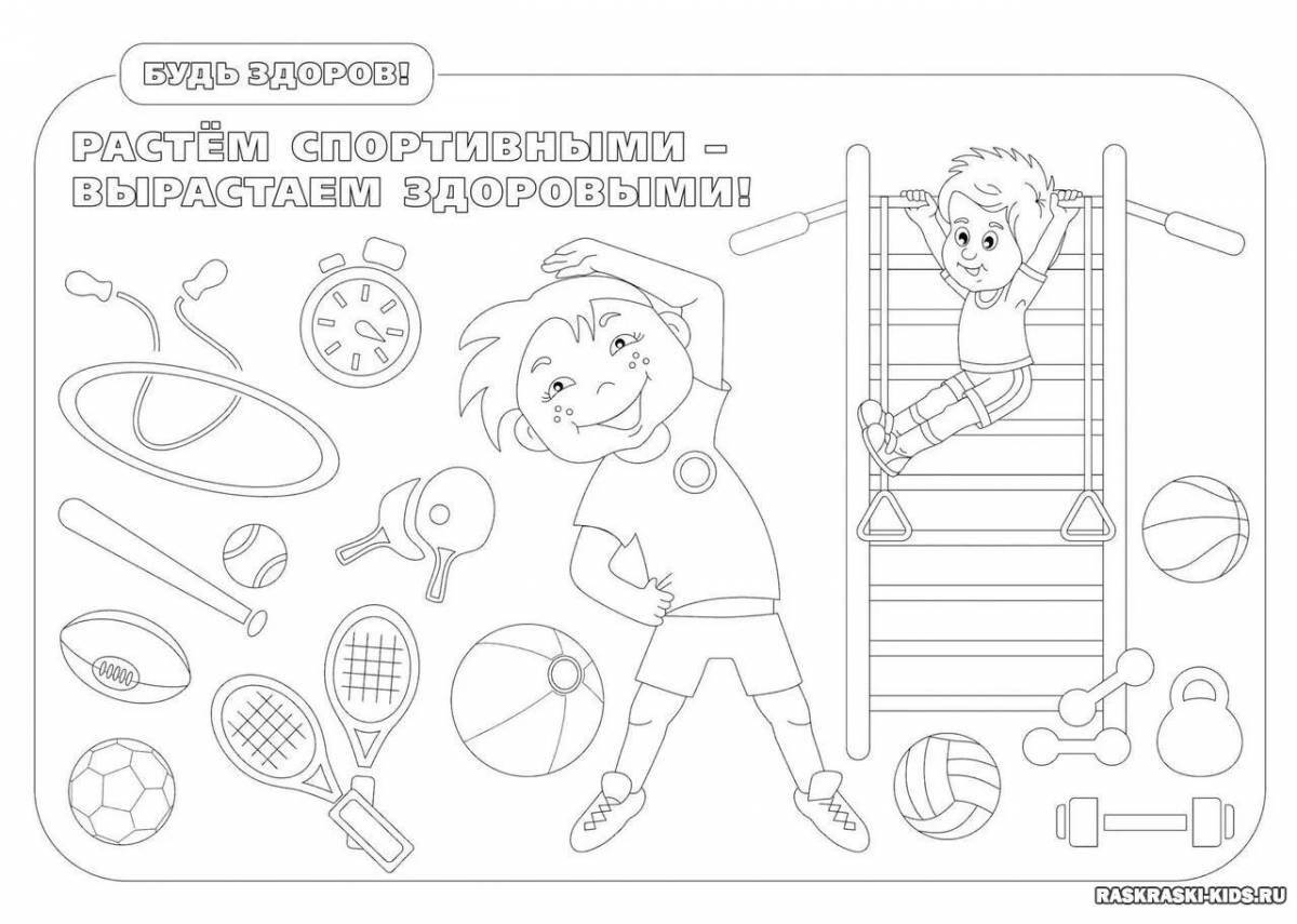 Joyful healthy lifestyle coloring page