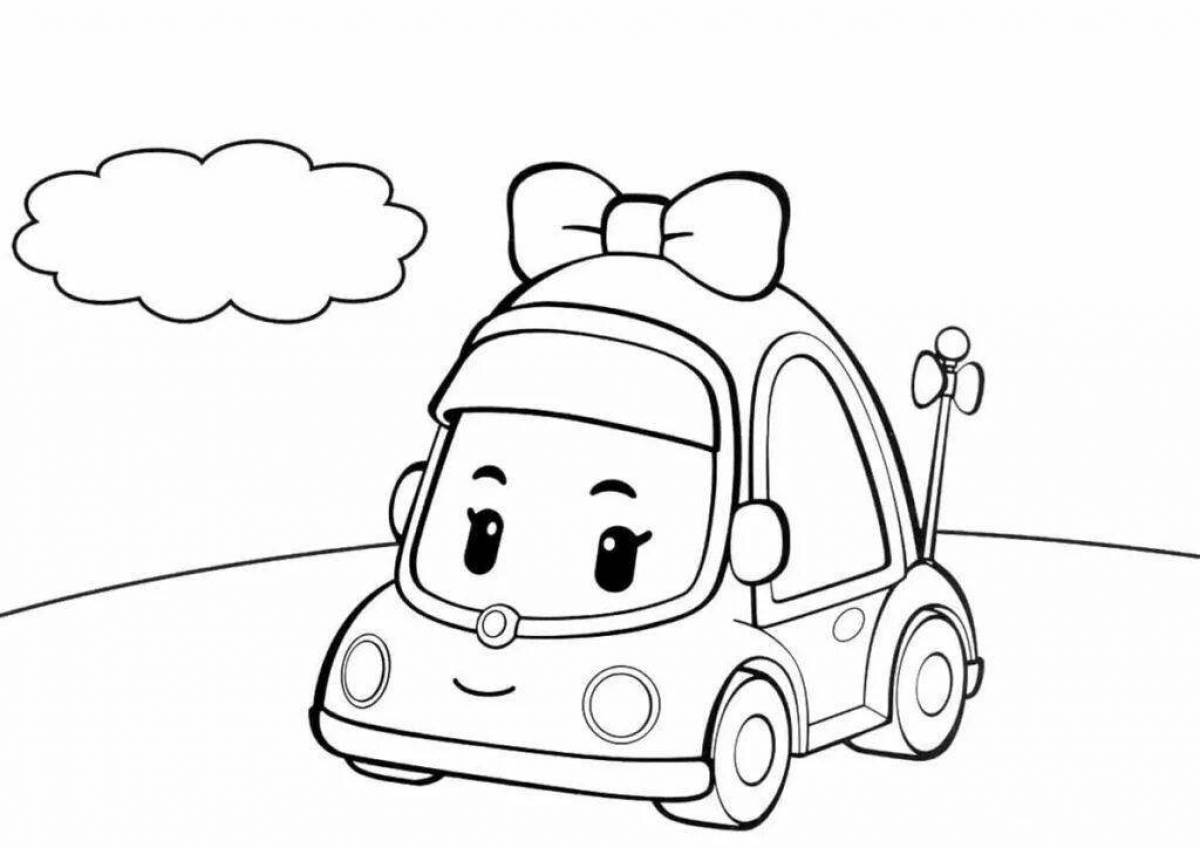 Cute robocar poly coloring book for kids 3-4 years old