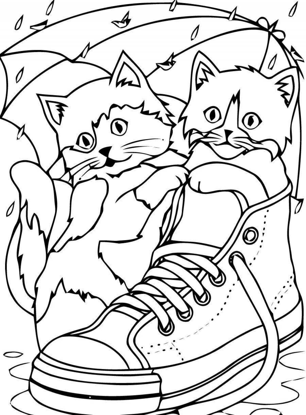 Fun coloring book for children 6-7 years old cats