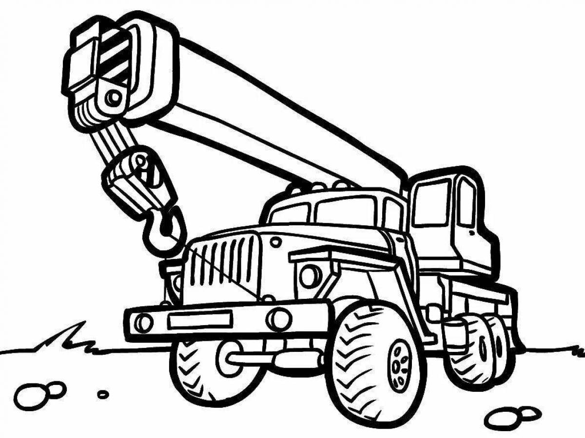 Detailed coloring page of special vehicles