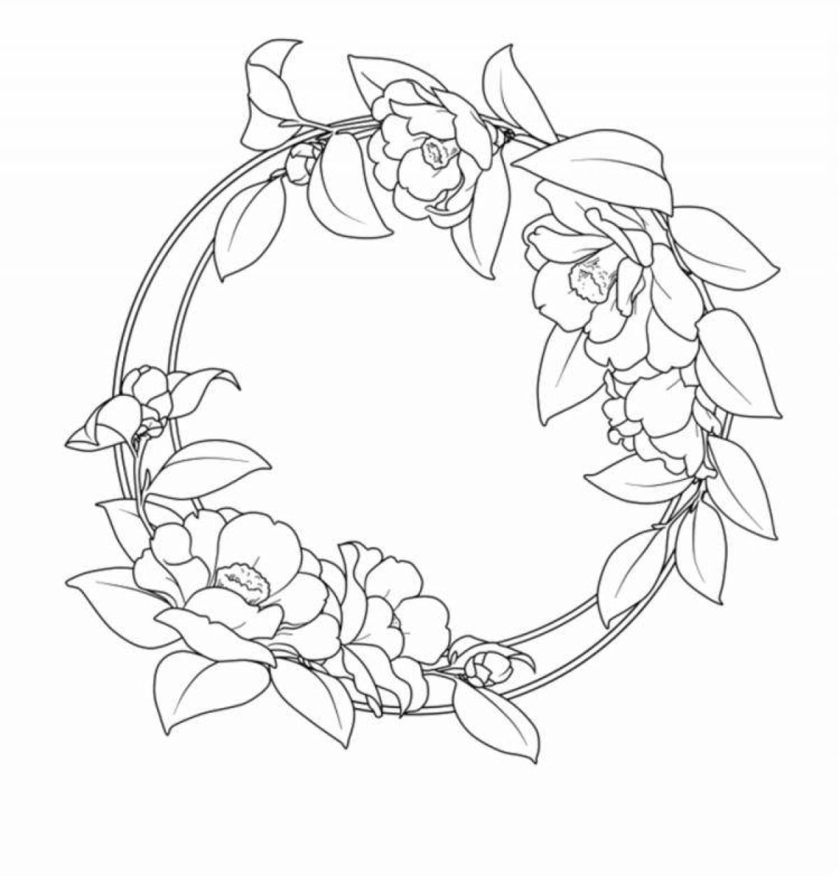 Colorful wreath coloring page