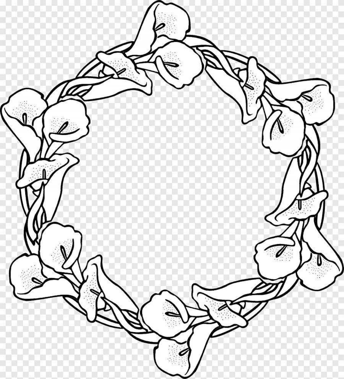 Playful wreath coloring page