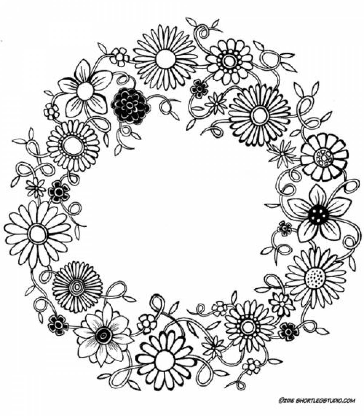 Fancy wreath coloring page