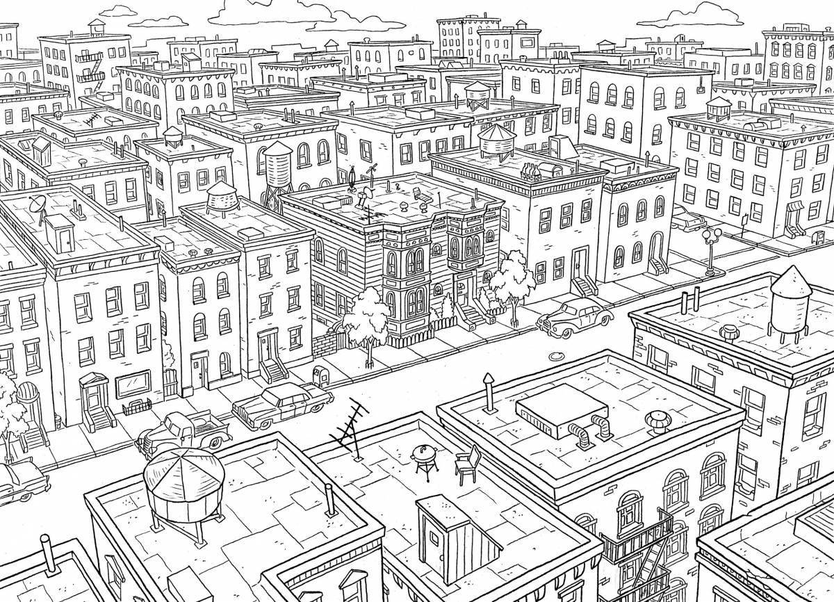 Animated street coloring page