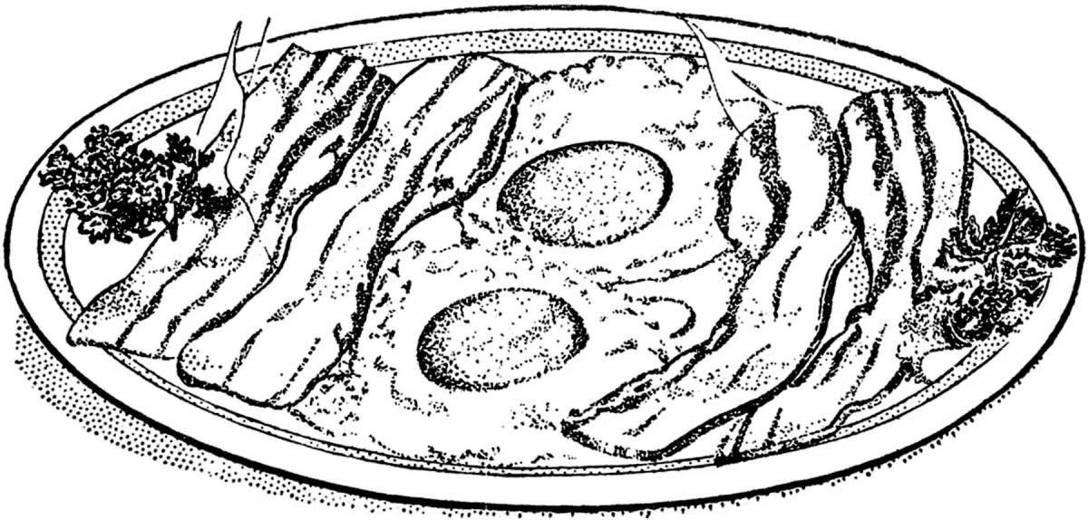 Завораживающая страница раскраски яичницы-глазуньи