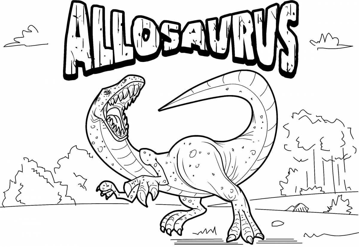 Coloring book shining allosaurus