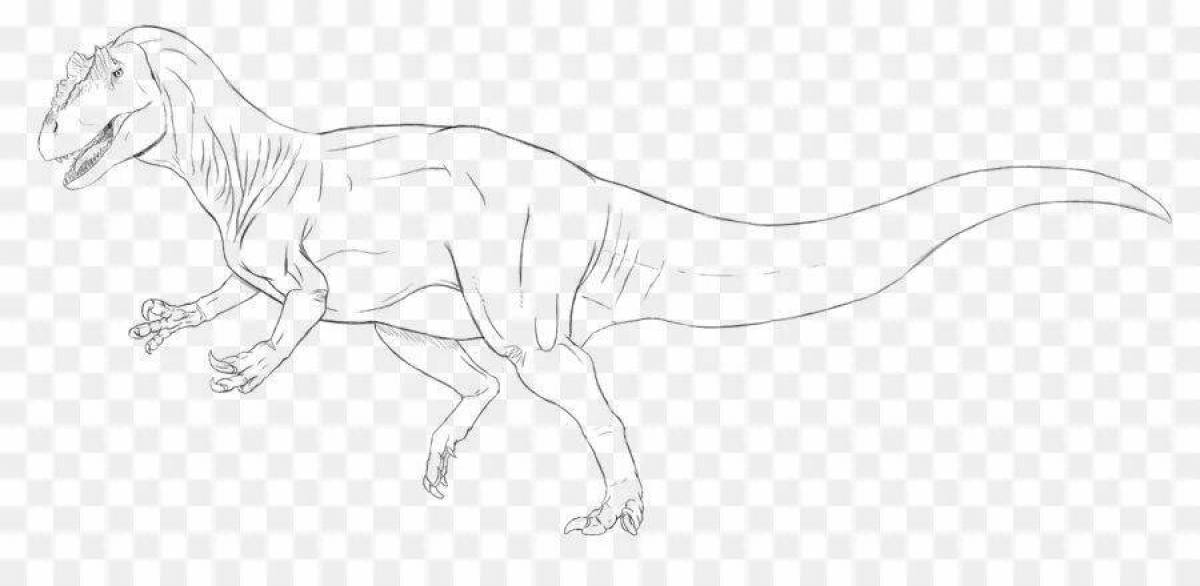 Allosaurus coloring book with bright colors