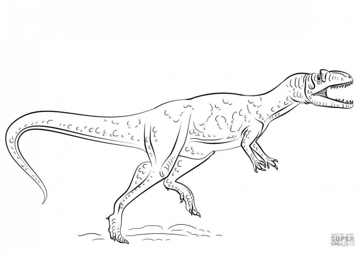 Colorfully textured allosaurus coloring page
