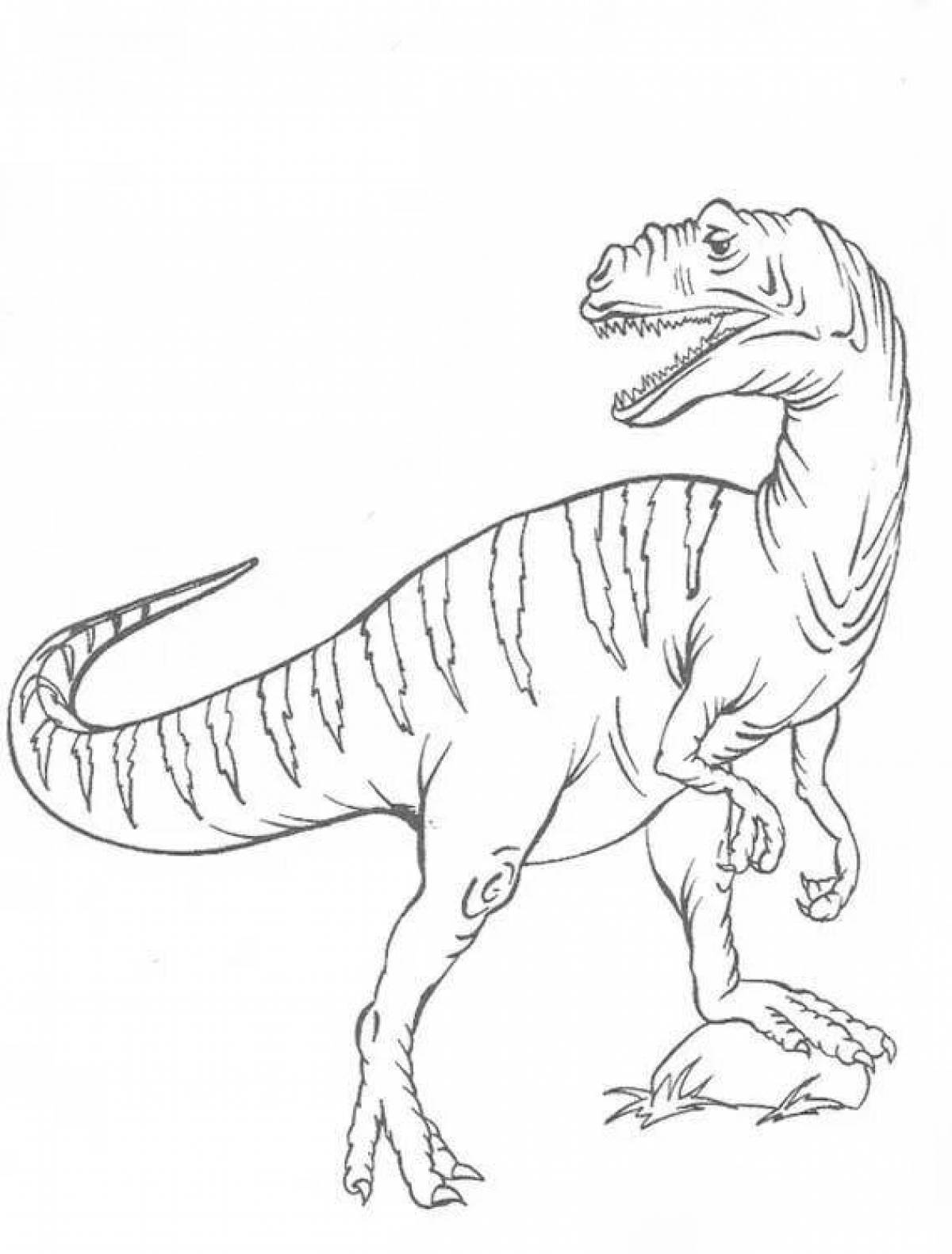 Allosaurus coloring book with colorful engraving
