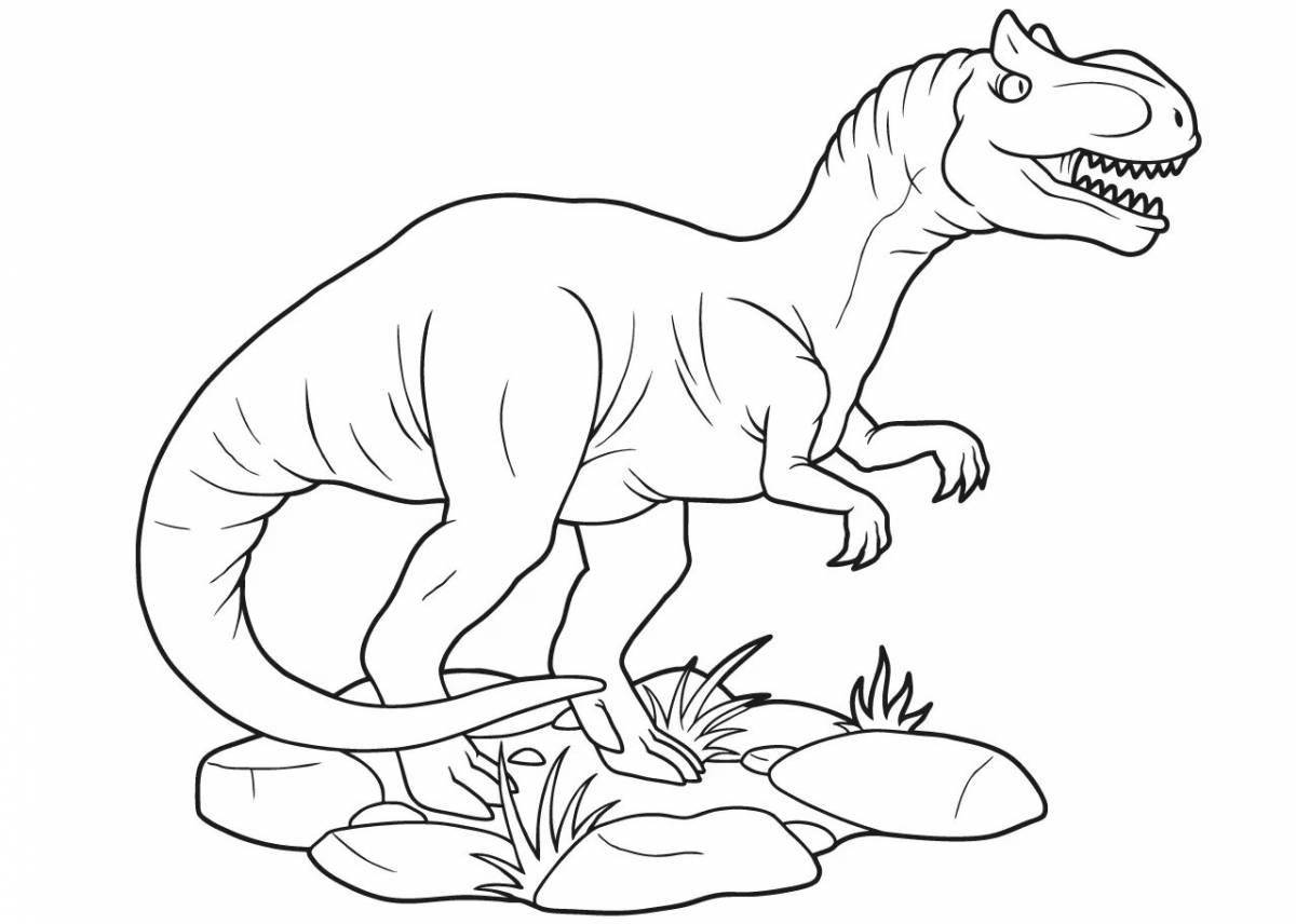 Colorfully cut out Allosaurus coloring page