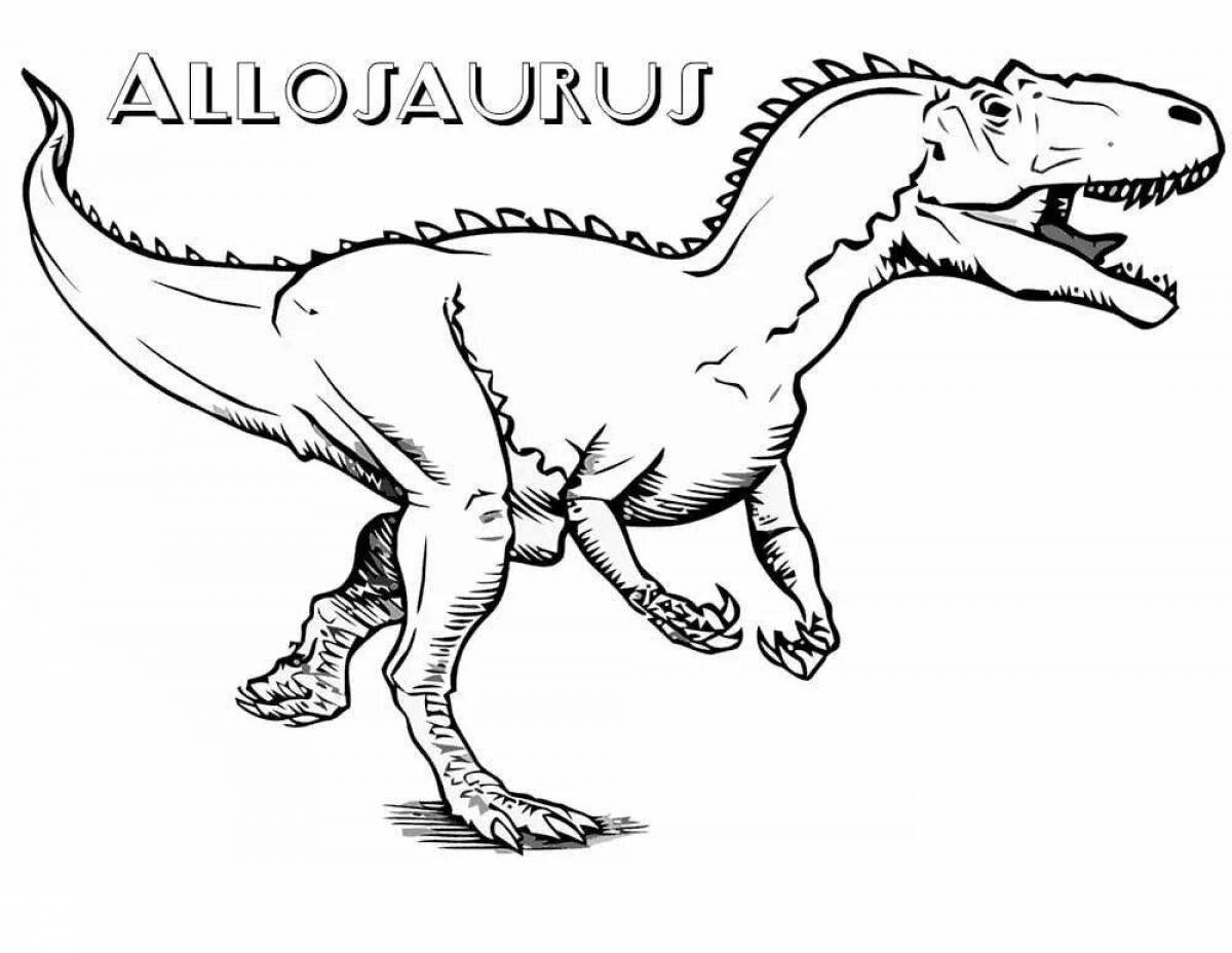 Colorfully lit allosaurus coloring book