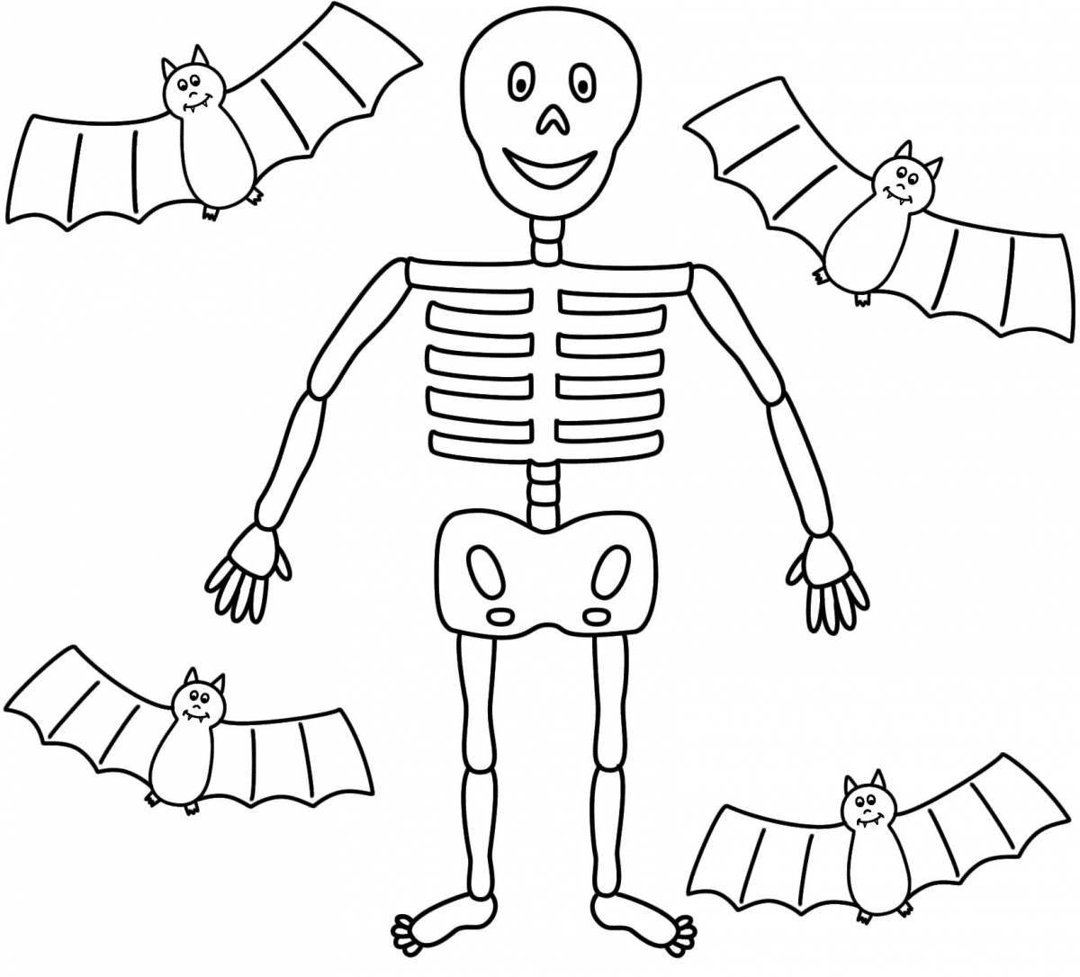 Colorful human skeleton coloring page