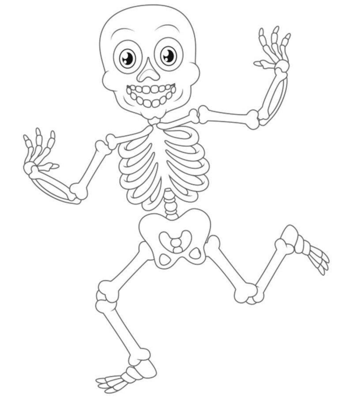 Подробная страница раскраски человеческого скелета